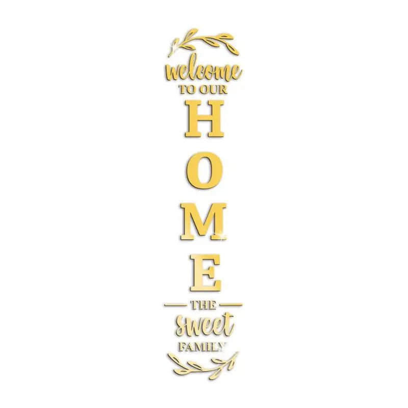 Storazone gold 3d Mirror Wall Stickers English Letters Home Family Self-Adhesive Acrylic Decals For Home Room Decor Home Decoration Accessories