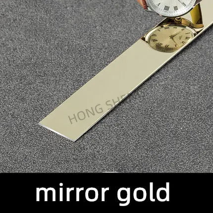 Storazone Gold 500cm / width 1cm 5Meter 8K Mirror Wall Sticker Titanium Gold Stainless Steel Flat Decorative Line Living Room Background Wall Ceiling Edge Strip