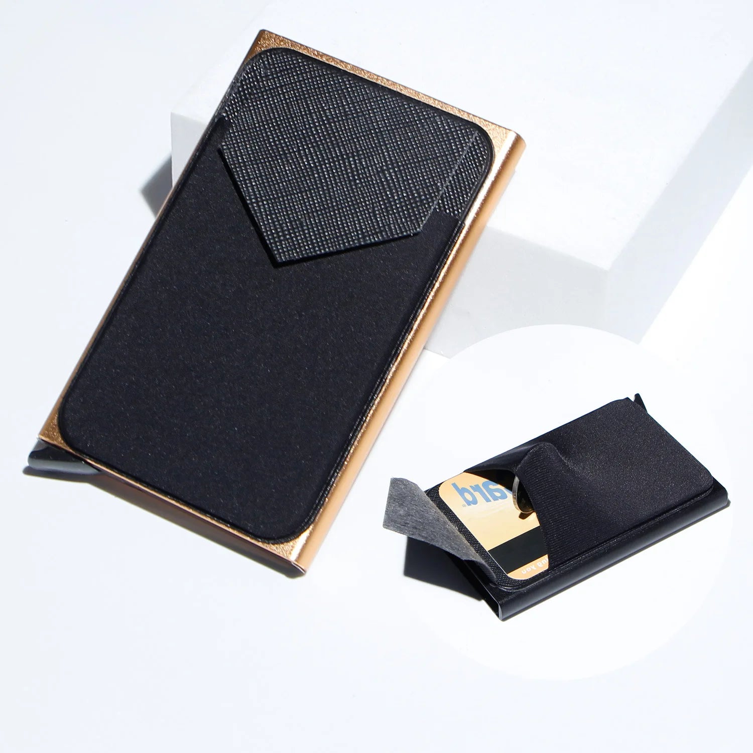 Storazone Gold C Carbon Fiber Card Holder Wallets Men RFID Black Magic Trifold Leather Slim Mini Wallet Small Money Bag Male Purses Wallet Women