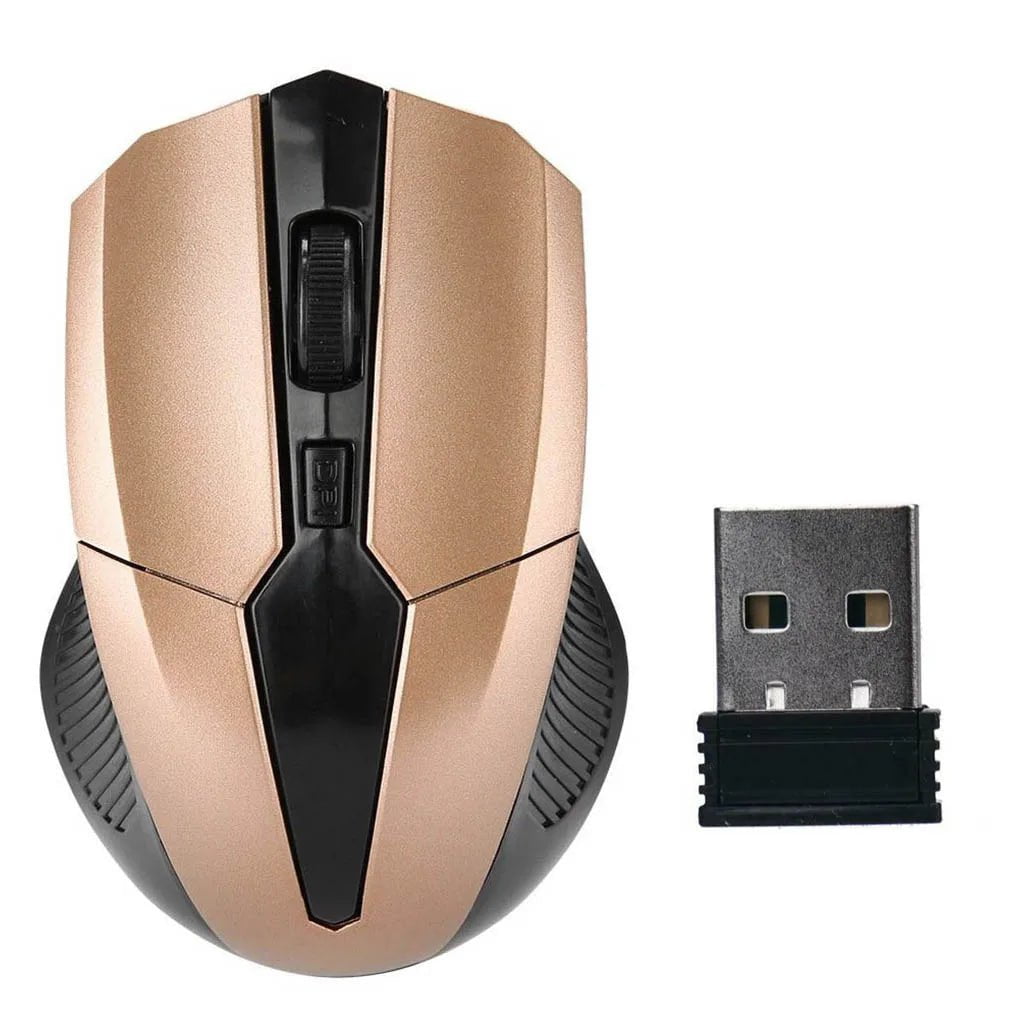 Storazone Gold / CHINA Wireless Gaming Mouse Adjustable DPI Switch 800-1200-1600DPI 2.4G 6 Buttons Optical Mouse for Laptop Notebook PC