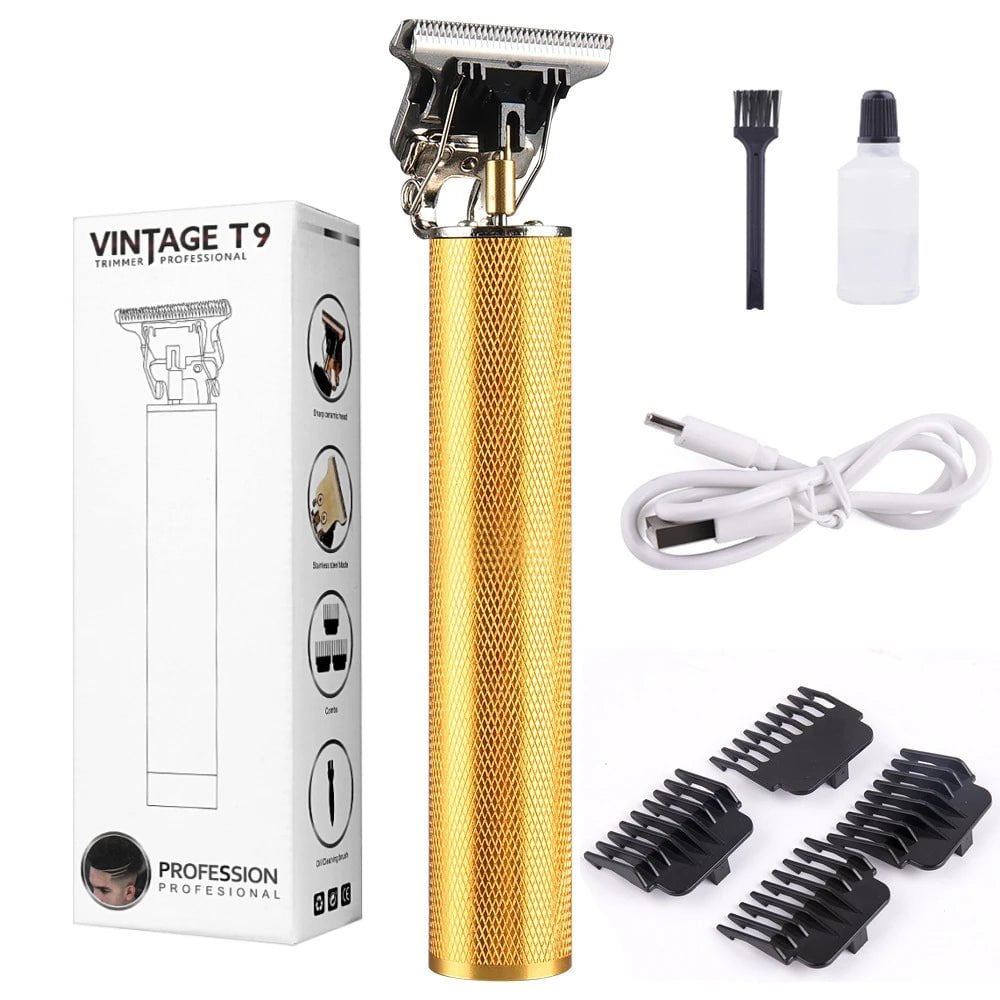 Storazone Gold Men's Barber Retro T9 Hair Trimmer Professional Razor Trimmer Kemei Heyar Cut Machine Wireless Hair Clipper Beard Man Shaving