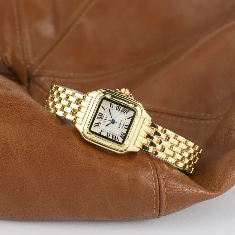 Storazone gold no diamond Luxury Fashion Square Women's Watches Brand Ladies Quartz Wristwatch Classic Silver Simple Femme Steel Band relogio feminino