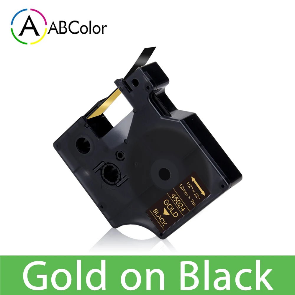 Storazone Gold on Black / 6mm 45013 Label Tape Black on White For Dymo D1 45013 45018 12mm Label Cartridge For Dymo LabelManager 160 280 COLORPOP Label Maker