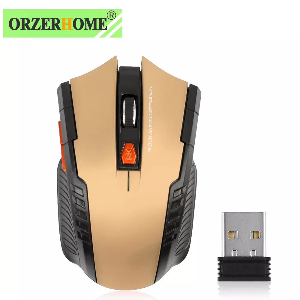 Storazone Gold ORZERHOME 2.4GHz Wireless Mouse Optical Mice with USB Receiver Gamer 1600DPI 6 Buttons Mouse For Computer PC Laptop Accessories