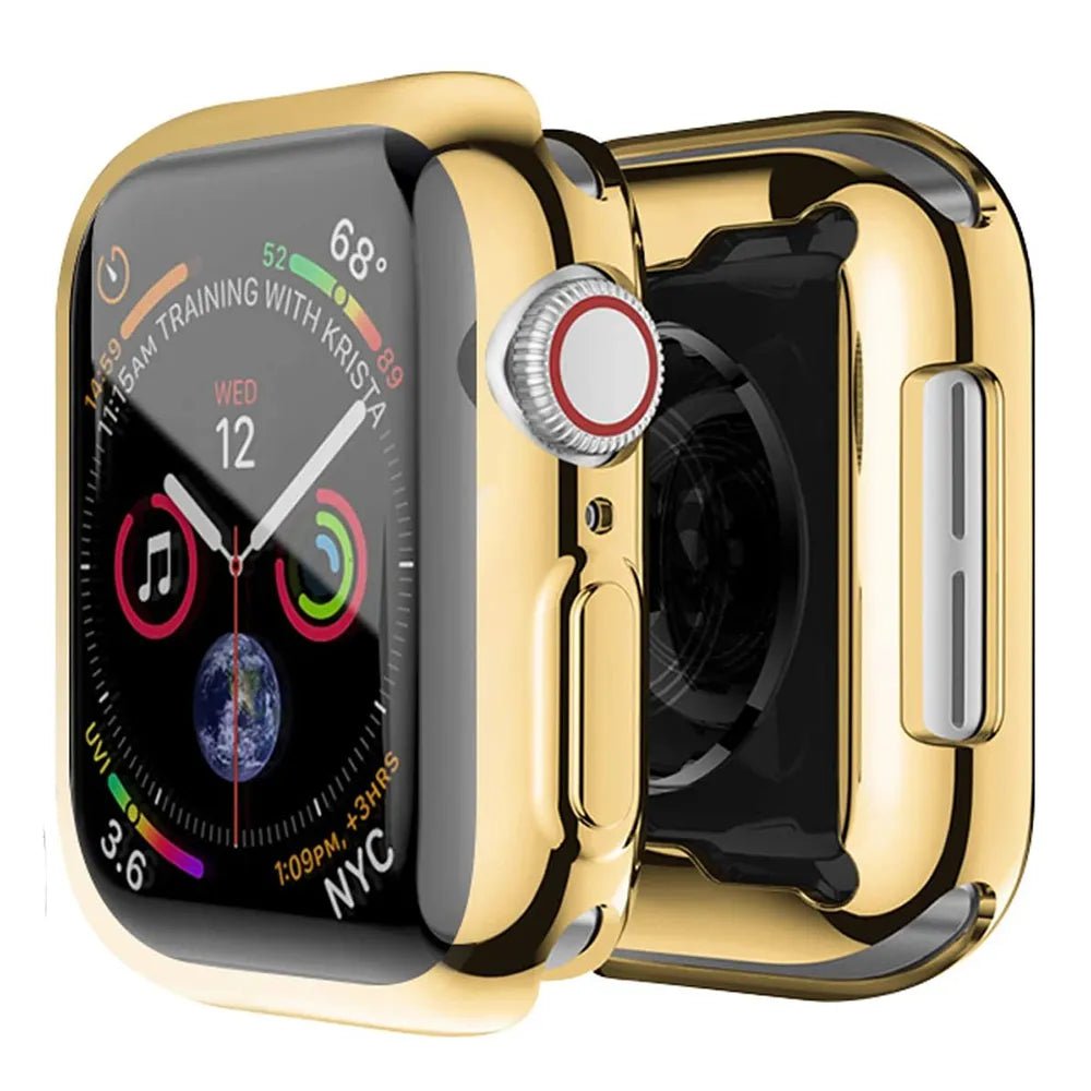 Storazone Gold / Series 7 8 9 45MM Screen Protector for Apple Watch Case 45mm 41mm 44MM 40MM 42mm 38MM Full TPU Bumper Cover Accessories Iwatch Series 9 8 7 SE 6 3