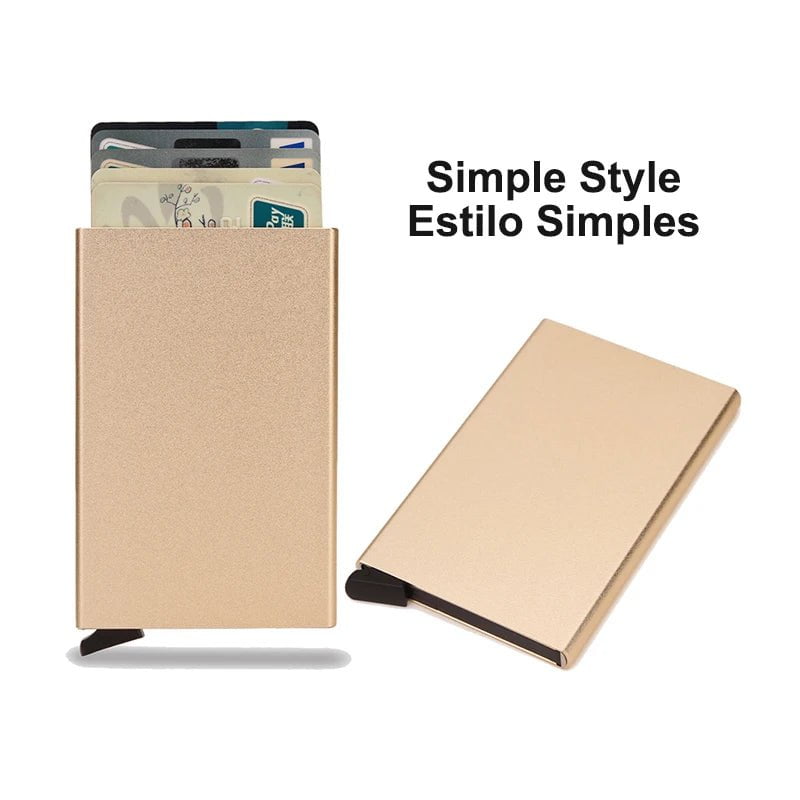 Storazone Gold (Simple) Rfid Credit Card Holder Men Wallets Bank Cardholder Case Small Leather Slim Thin Magic Mini Wallet Smart Minimalist Wallet  2023