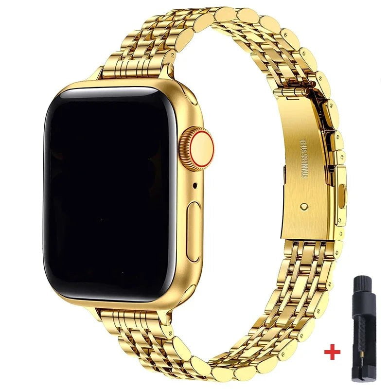 Storazone Gold-Tool / 38 40 41mm / CHINA Stainless Steel Strap For Apple Watch Ultra 2 Band 49mm 42mm 44mm Metal Bracelet iWatch Series 9 8 7 6 SE 5 4 3 Women 45mm 41mm