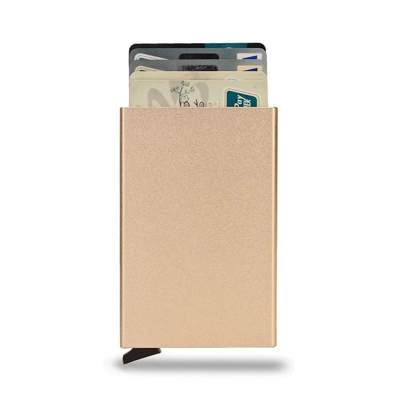 Storazone Gold Top Quality Wallets Men Money Bag Mini Purse Male Vintage Brown Leather Rfid Card Holder Wallet Small Smart Wallet Pocket Walet