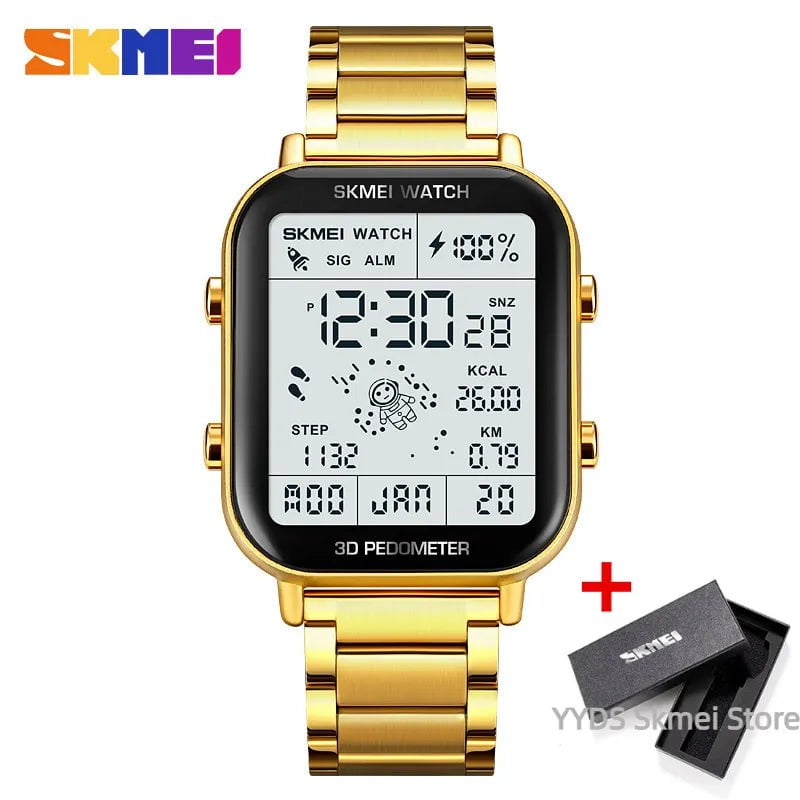 Storazone Gold withbox / CHINA SKMEI 1888 Fashion Men's Watch Waterproof Sport Electronic Watches LED Digital Reloj Masculino Men Business Wristwatch Clock