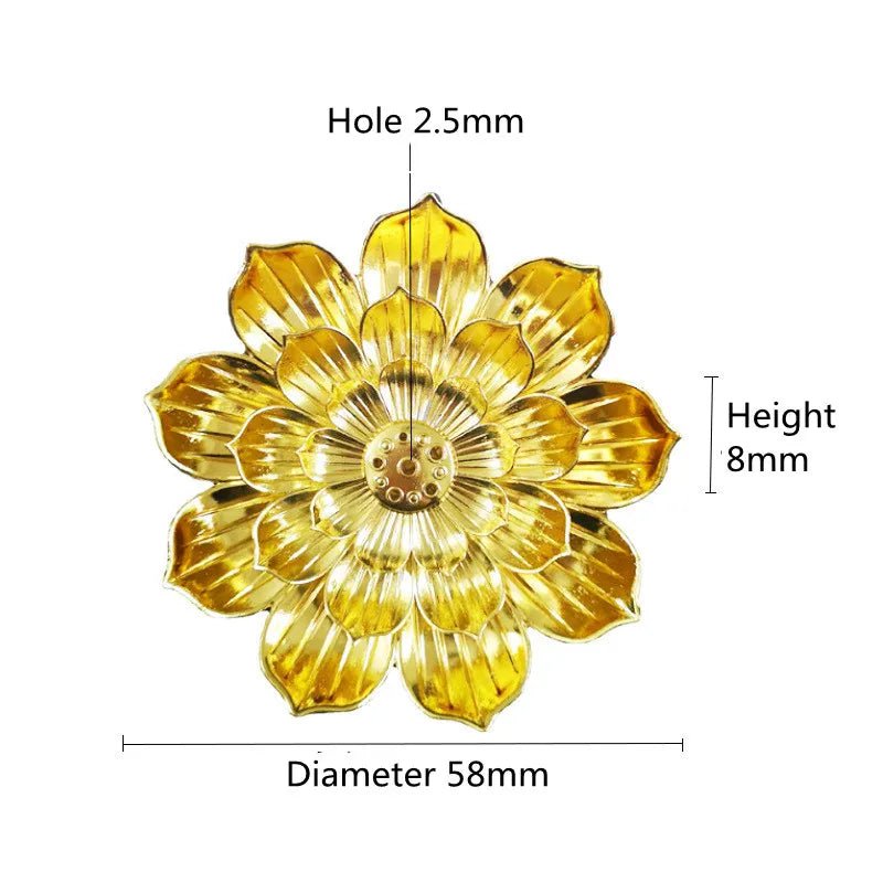 Storazone Golden S Alloy Incense Burner Stick Holder Buddhism Lotus Line Incense plate Sandalwood Coil Base Temples Yoga Studios Home Decoration