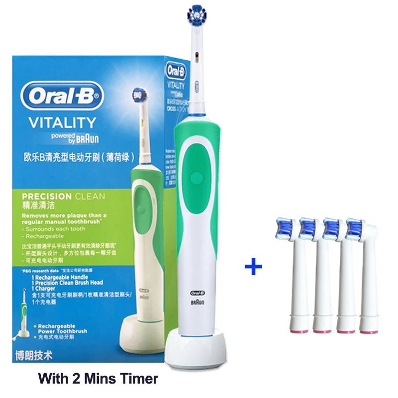 Storazone GR4 / Russian Federation Oral B Electric Toothbrush 2D Rotary Vibration Clean Charging Tooth Brush Cross Action Bristle Oral Care 4 Gift Brush Heads Free