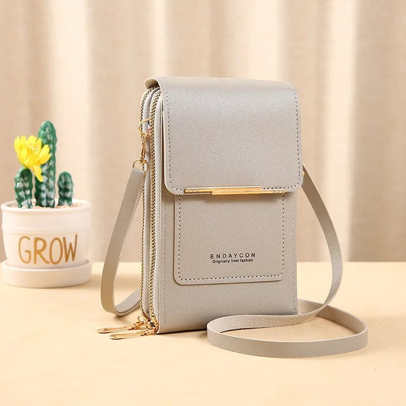 Storazone Gray / 11x4x18CM / CN Buylor Women's Handbag Touch Screen Cell Phone Purse Shoulder Bag Female Cheap Small Wallet Soft Leather Crossbody сумка женская