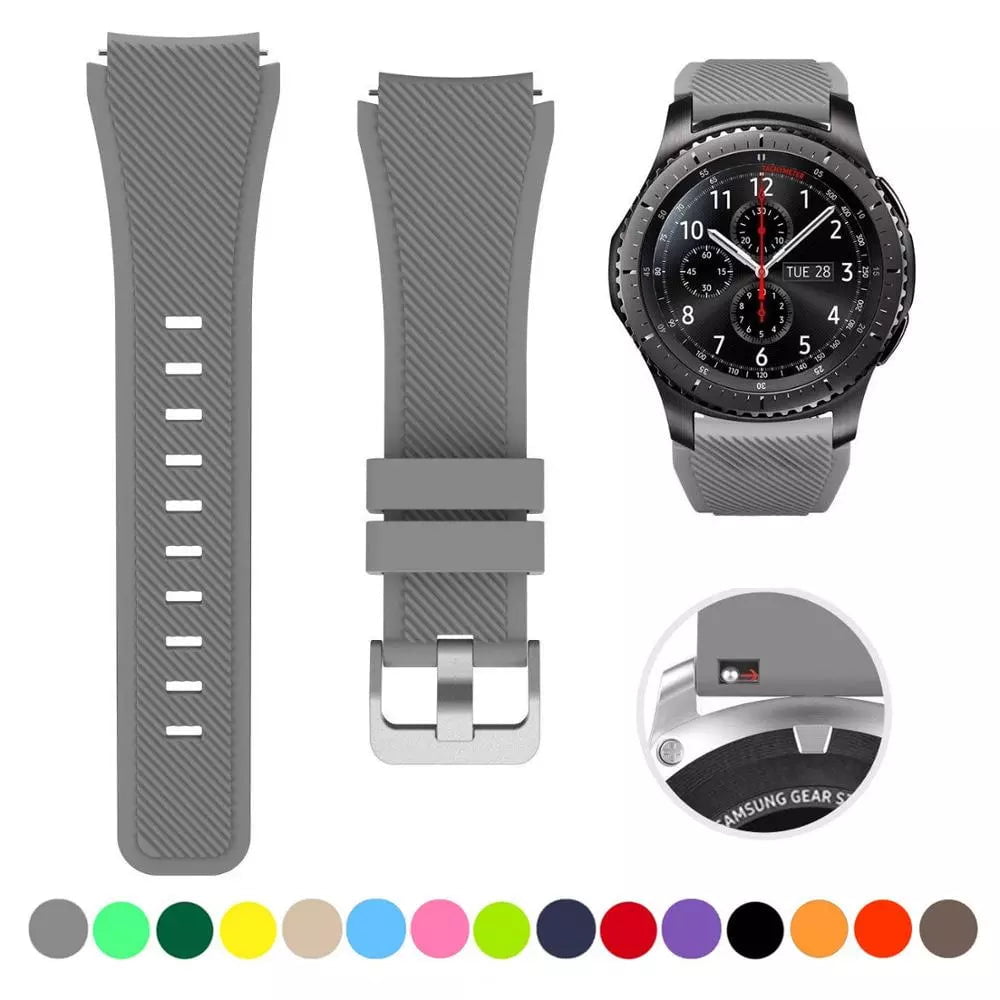 Storazone gray 17 / 22mm / CHINA 20mm 22mm Strap For Samsung galaxy watch4 44mm/40mm 5 pro active 2 Gear s3 Silicone Correa bracelet Huawei Watch gt2/3/2e band