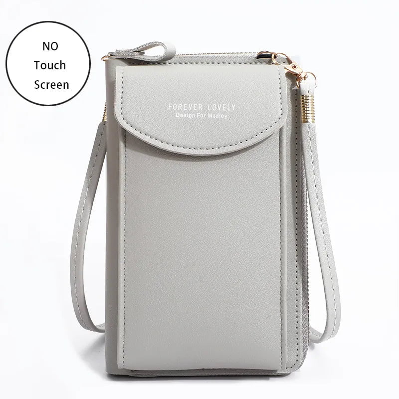 Storazone Gray 2 / 11x4x18CM / CN Buylor Women's Handbag Touch Screen Cell Phone Purse Shoulder Bag Female Cheap Small Wallet Soft Leather Crossbody сумка женская