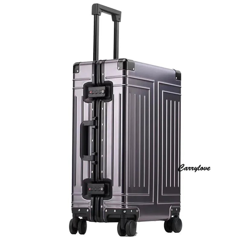 Storazone gray / 20" Carrylove 20"24"26"29" Inch Aluminum Trolley Suitcase Waterproof Metallic Cabin Luggage Trolly Bag With Wheels