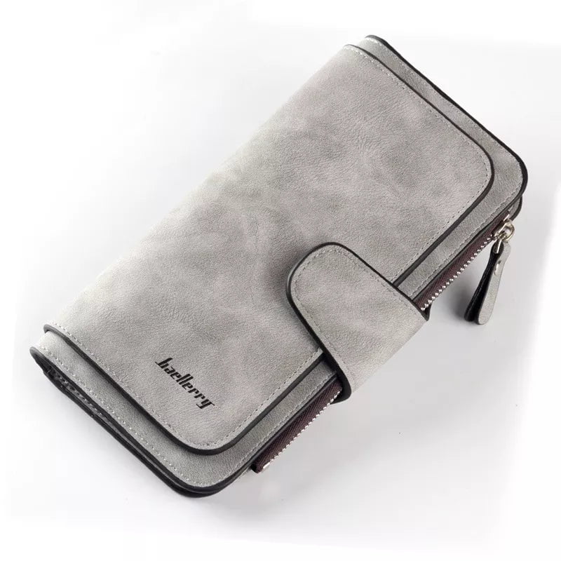 Storazone Gray 2023 Women Wallets Fashion Long PU Leather Top Quality Card Holder Classic Female Purse  Zipper  Wallet For Women