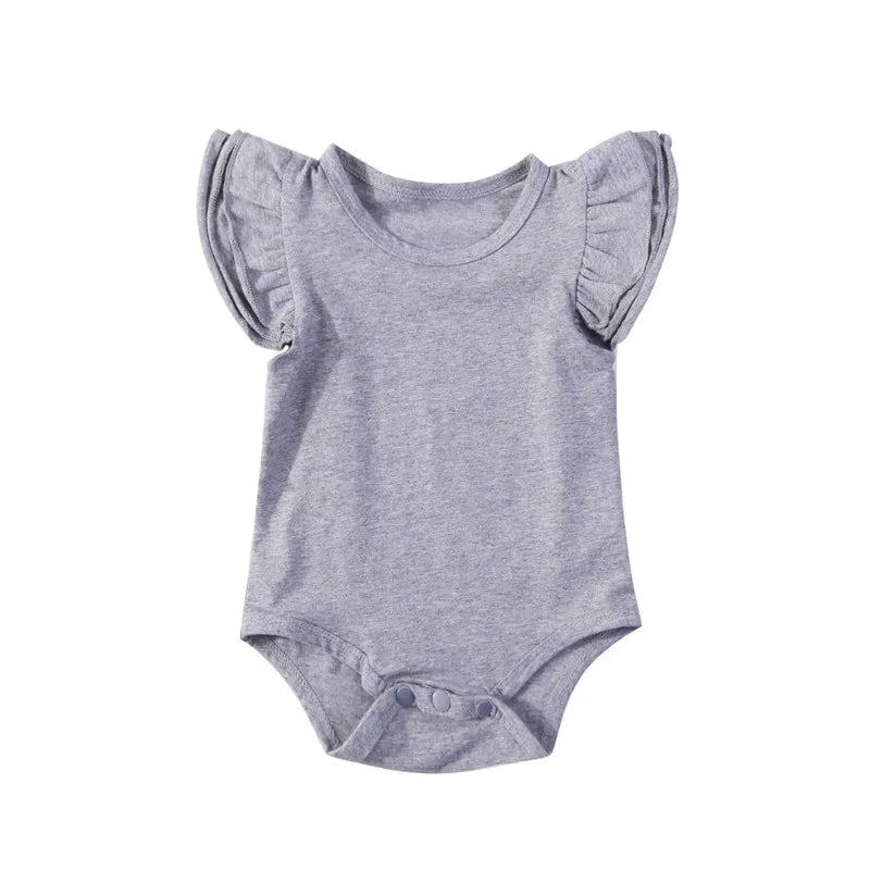 Storazone GRAY / 24M New 0-24M Baby Boys Clothes Girls Short Sleeve Romper Infant Outfits Kids Jumpsuit Newborn Ruffle Rompers