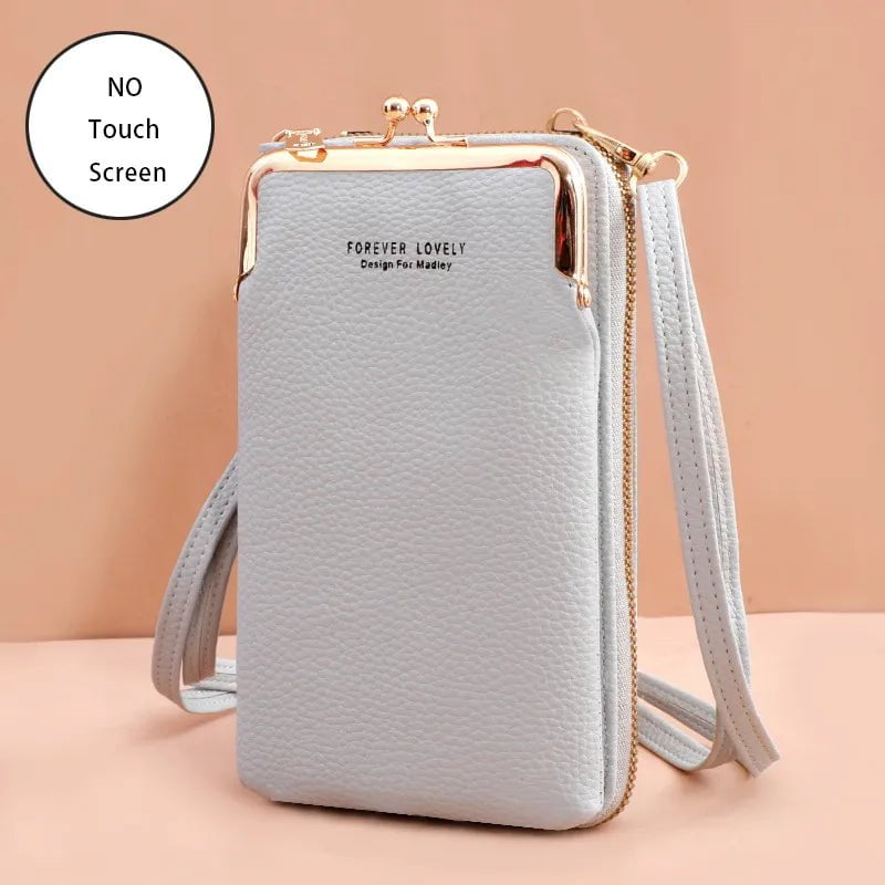 Storazone Gray 3 / 11x4x18CM / CN Buylor Women's Handbag Touch Screen Cell Phone Purse Shoulder Bag Female Cheap Small Wallet Soft Leather Crossbody сумка женская