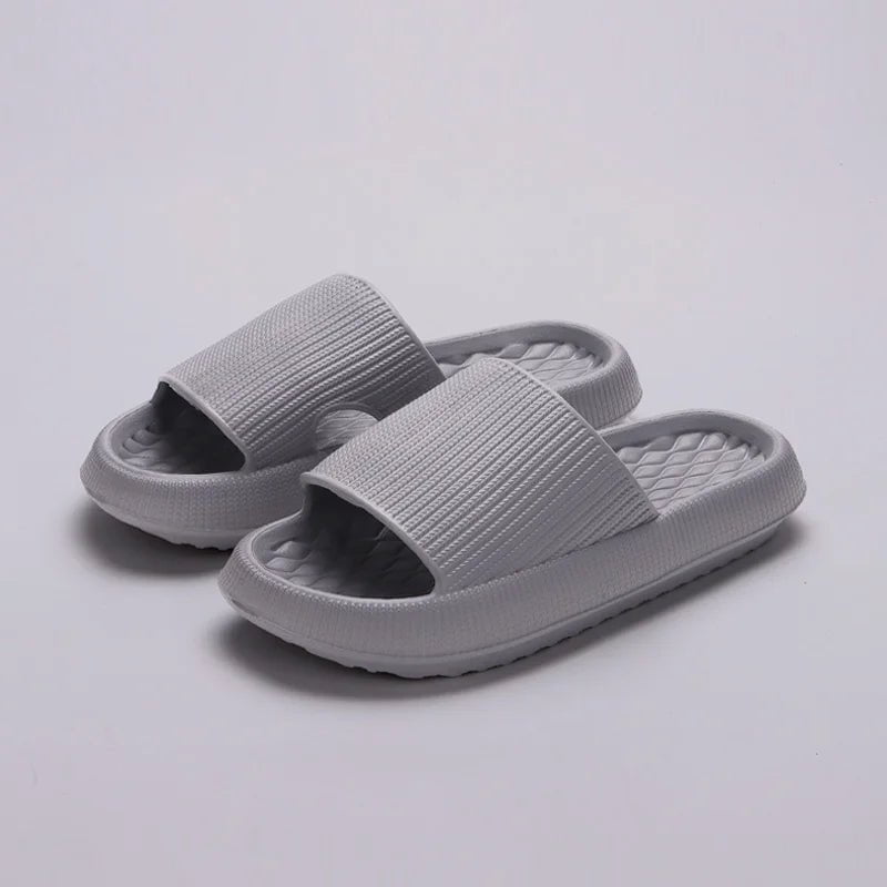 Storazone Gray / 44-45 Women's Thick Platform Cloud Slippers EVA Soft Sole Pillow Slides Summer Beach Flip Flops Women Non Slip Bathroom Home Slippers