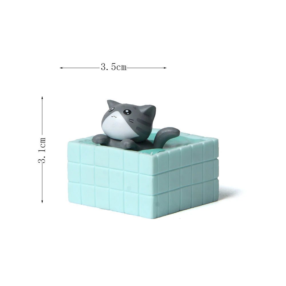 Storazone gray cat figurine 3 Cat on Toilet Resin Home Decoration Action Figure Dollhouse Landscape Accessories Fairy Garden Miniatures Desktop Model Ornament