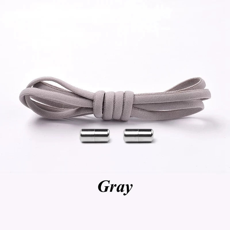 Storazone Gray / CHINA Semicircle No Tie Shoelaces Elastic Shoe laces Sneakers shoelace Metal Lock Lazy Laces for Kids and Adult One size fits all shoe