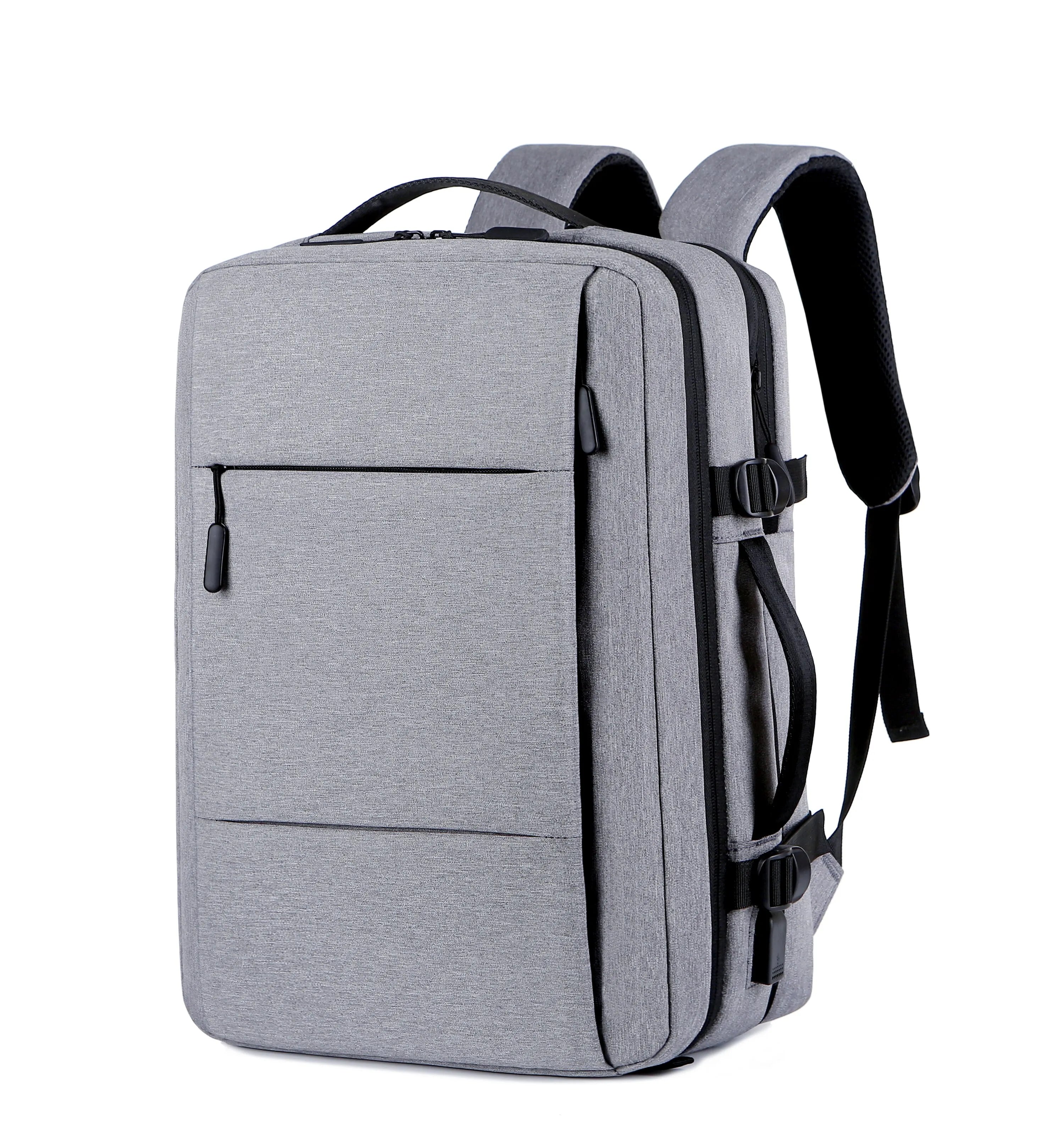 Storazone GRAY Classic Travel Backpack Men Business Backpack School Expandable USB Bag Large Capacity Laptop Waterproof Fashion Backpack