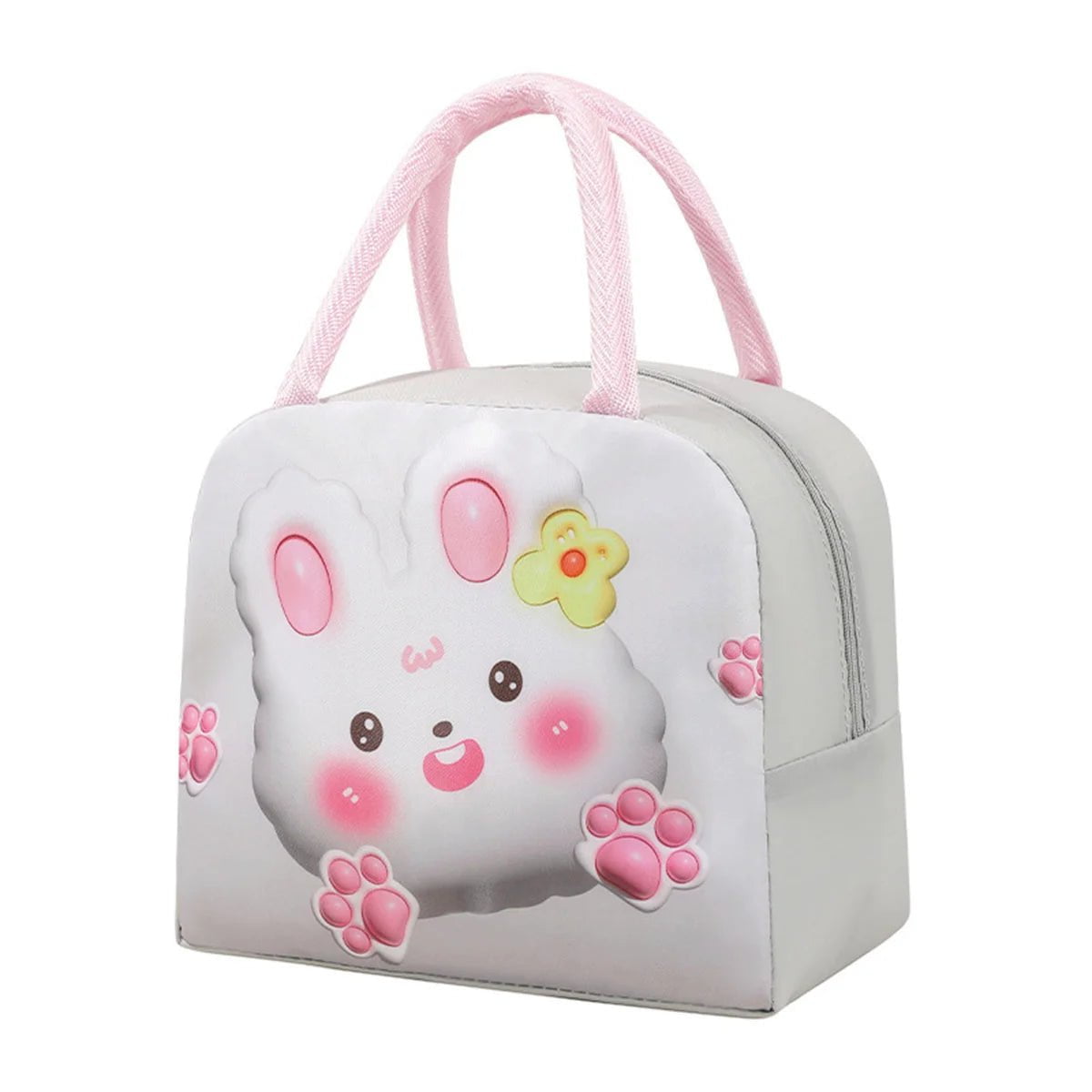 Storazone GRAY Lunch Bag Thickened Handheld Insulated Lunch Box Bag Children Cute With Meals Lunch Box Bag