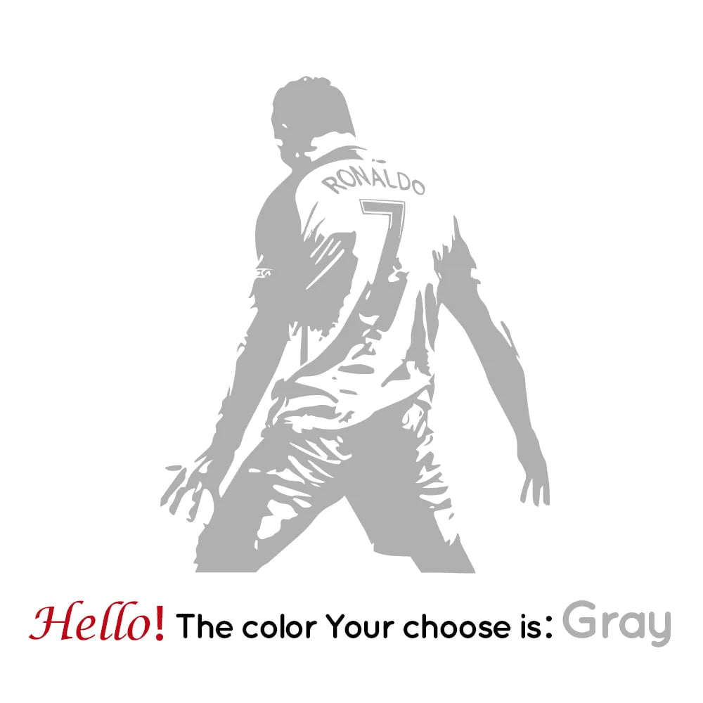 Storazone GRAY / M 28cm X 35cm Football Cristiano Ronaldo Vinyl Wall Sticker Soccer Athlete Ronaldo Wall Decals Art Mural For Kis Room Living Room Decoration