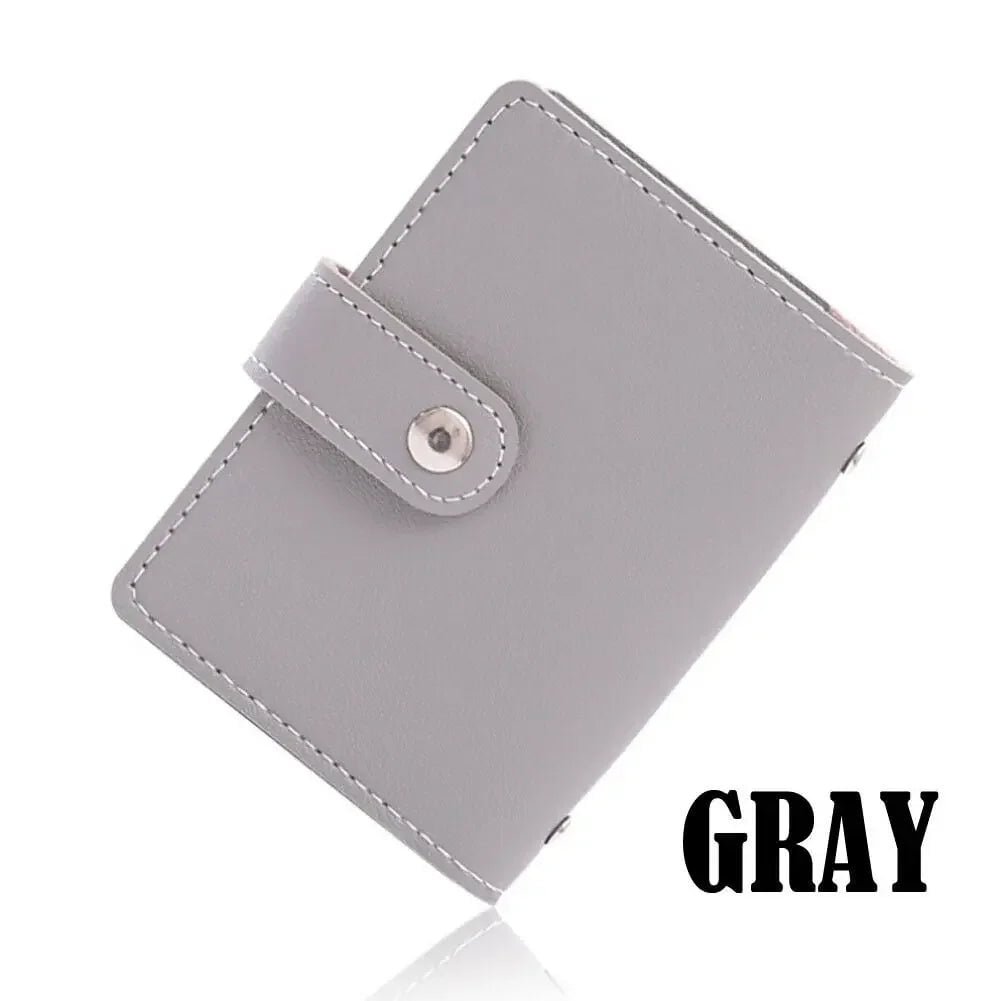 Storazone GRAY New Anti-theft ID Credit Card Holder Fashion Women's 26 Cards Slim PU Leather Pocket Case Purse Wallet bag  for Women Men Female