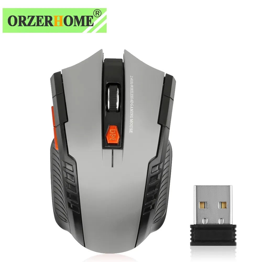 Storazone GRAY ORZERHOME 2.4GHz Wireless Mouse Optical Mice with USB Receiver Gamer 1600DPI 6 Buttons Mouse For Computer PC Laptop Accessories