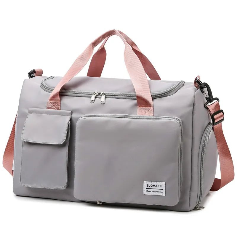 Storazone gray pink UNIXINU Carry On Travel Bag Large Capacity Weekender Overnight Duffle Bags with Shoe Compartment Sports Fitness Bags for Women