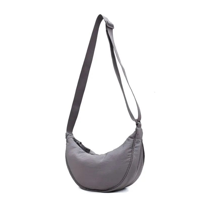 Storazone GRAY Simple Design Women's Messenger Bag Fashion Ladies Nylon Hobos Small Shoulder Bags Vintage Female Girls Purse Cloth Handbags