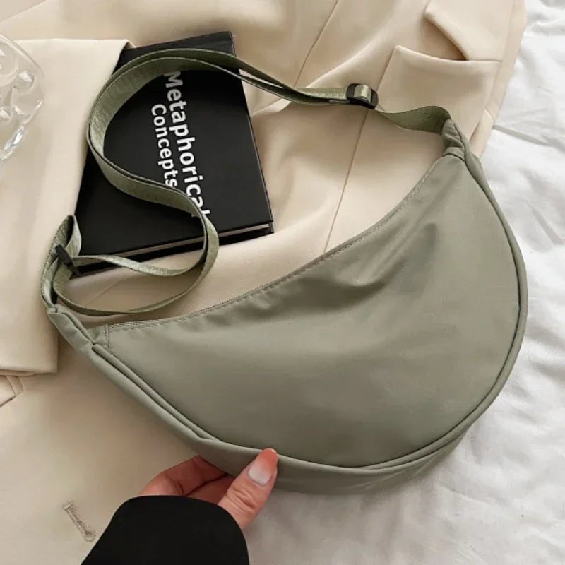 Storazone Gray Solid Color Chest Bag For Women Large Capacity Travel Crossbody Female Half Moon Belt Bag Ladies Daily Street Fanny Packs 2023