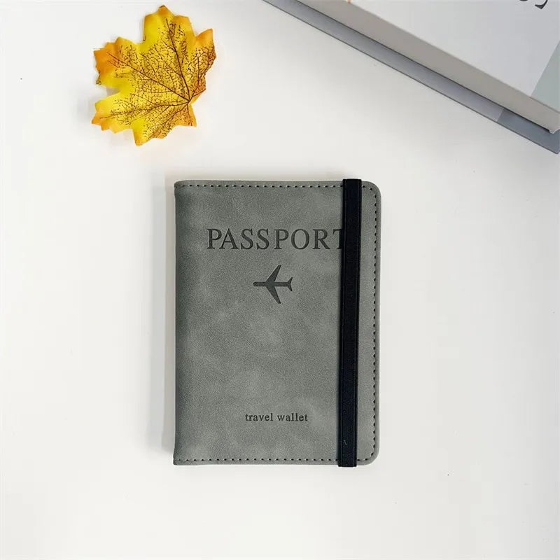 Storazone GrayA Women Men RFID Vintage Business Passport Covers Holder Multi-Function ID Bank Card PU Leather Wallet Case Travel Accessories
