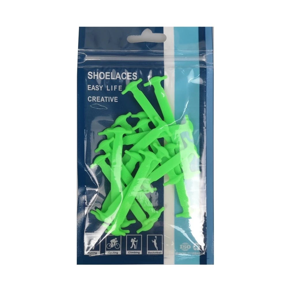 Storazone greem shoelaces 14pcs/Lot Shoes Accessories Elastic Silicone Shoelaces Elastic Shoelace Creative Lazy Silicone Laces No Tie Rubber Lace