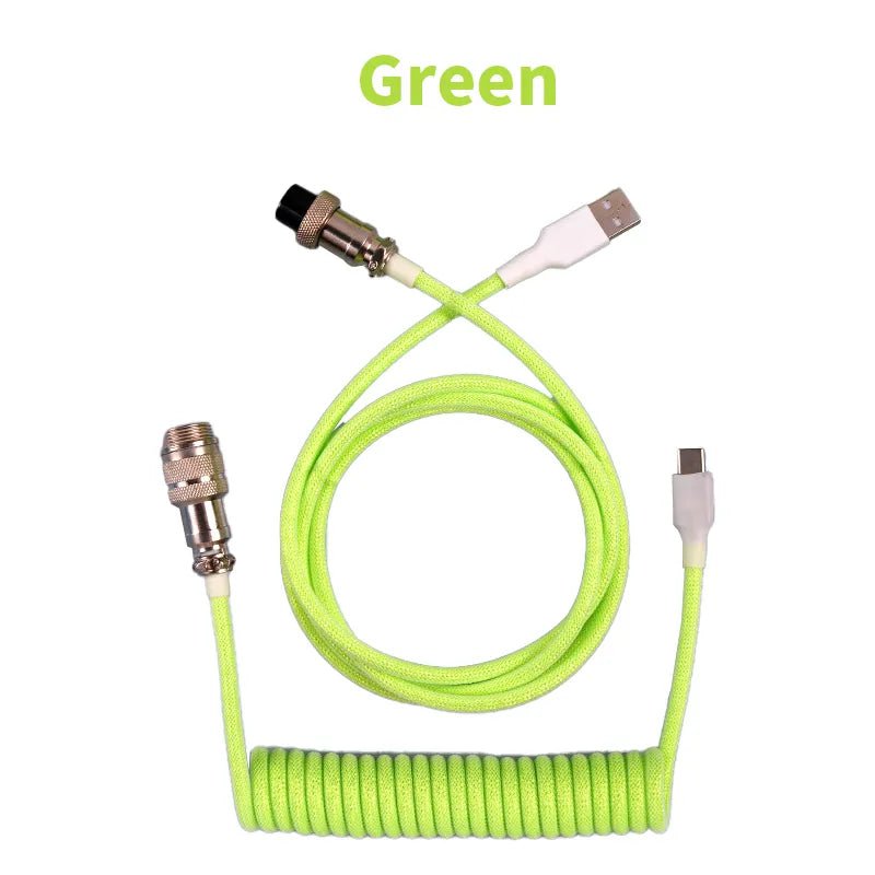 Storazone Green / 1.8M-3M 3M Type C Mechanical Keyboard Coiled Cable USB Keyboard Wire Mechanical Keyboard Aviator Desktop Computer Aviation Connector