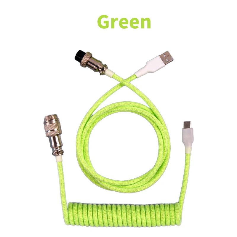 Storazone Green / 1.8M-3M 3M Type C Mechanical Keyboard Coiled Cable USB Keyboard Wire Mechanical Keyboard Aviator Desktop Computer Aviation Connector