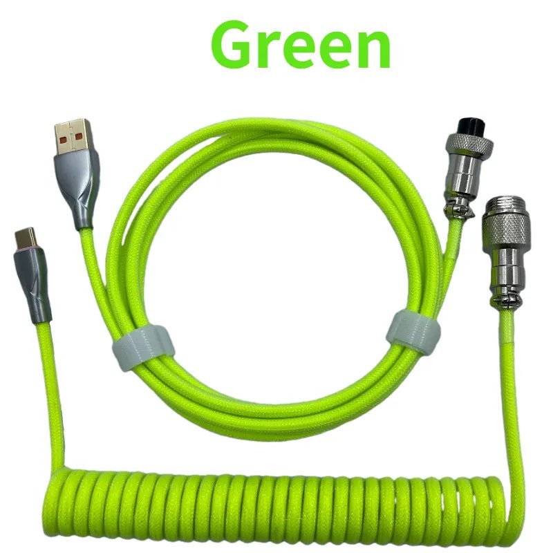 Storazone Green / 1.8M Coiled cable type C Mechanical keyboard wire USB keyboard cable  mechanical keyboard Aviator Desktop Computer Aviation Connector