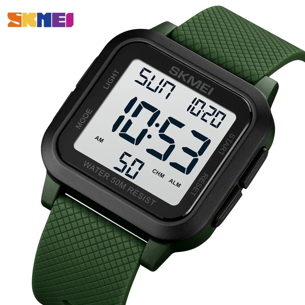 Storazone green 1 SKMEI Outdoor Sport Watch Men Alarm Chrono Clock 5Bar Waterproof Military Watches LED Display Shock Digital Watch reloj hombre