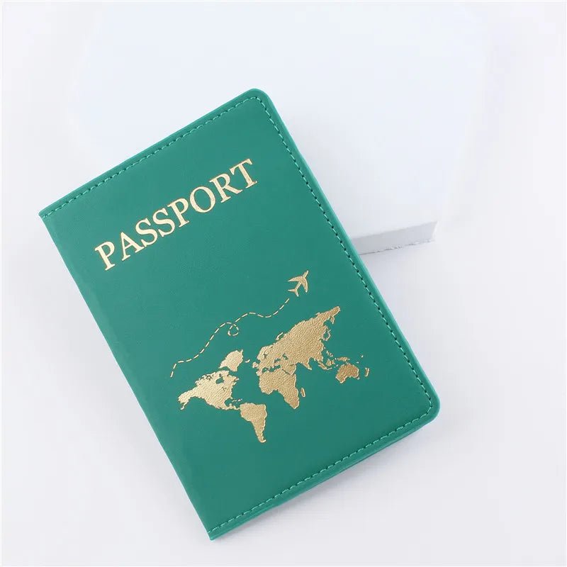 Storazone Green 1PCS PU Leather Map Passport Cover Case Card Holder Fashion Wallet Lightweight Travel Accessories For Flight for Women or Men