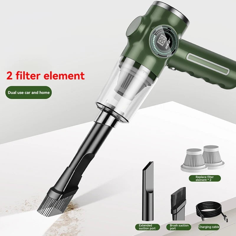 Storazone Green 2 Pcs Filter 1290000Pa 5 In1 Wireless Automobile Car Vacuum Cleaner Portable Robot Vacuum Cleaner Handheld Mini For Car Home Appliance