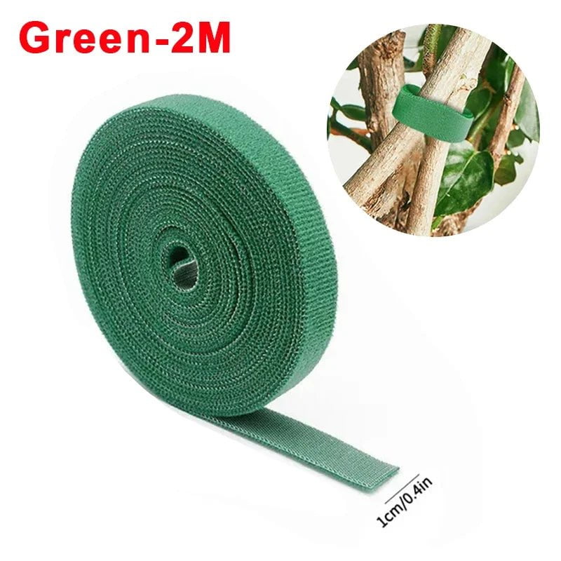 Storazone Green-2M / 3Rolls 5/1Rolls Nylon Plant Ties Resealable Cable Ties Self Adhesive Plant Fastener Tape For Support Grape Vines Tomato Garden Supplies