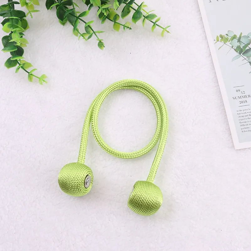 Storazone Green / 2pcs Magnetic Ball Curtain Tiebacks Tie Rope Accessory Rods Accessoires Backs Holdbacks Buckle Clips Hook Holder Home Decor