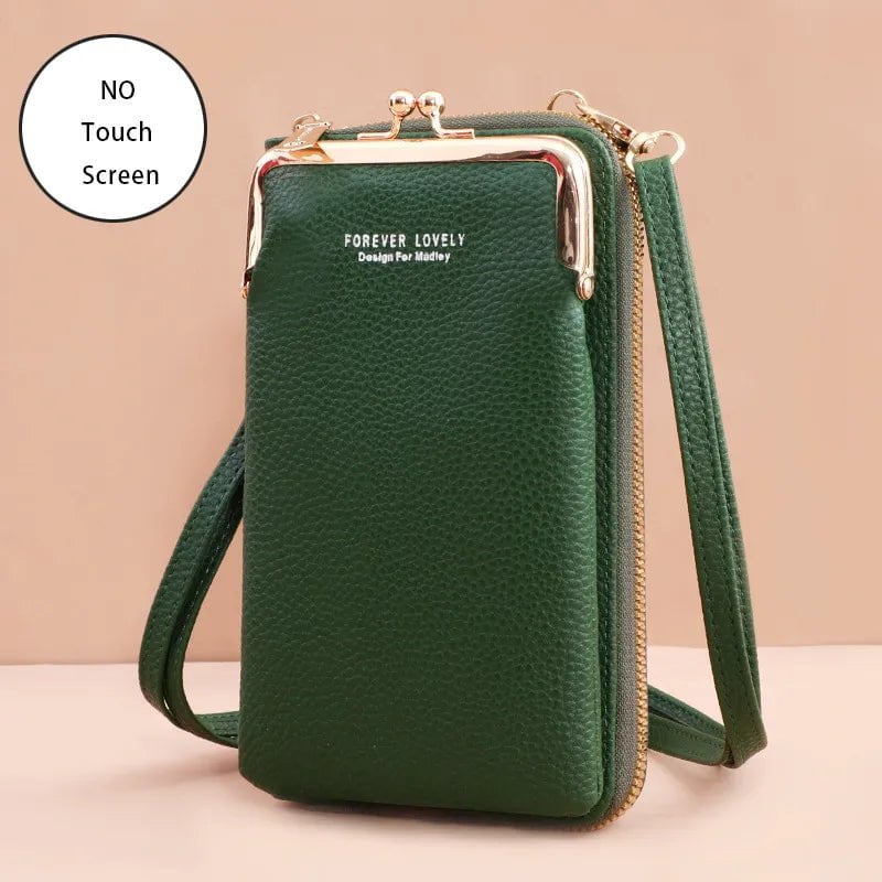 Storazone Green 3 / 11x4x18CM / CN Buylor Women's Handbag Touch Screen Cell Phone Purse Shoulder Bag Female Cheap Small Wallet Soft Leather Crossbody сумка женская