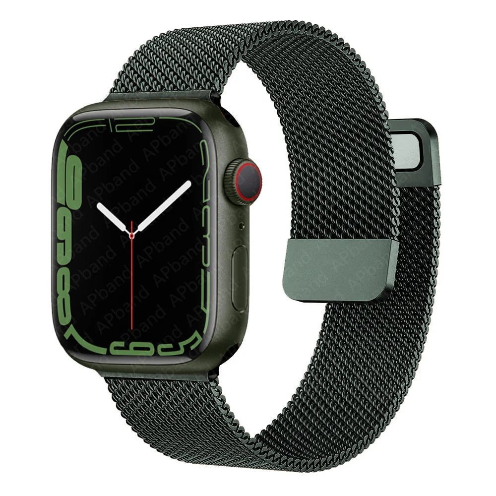 Storazone green / 38mm or 40mm 41mm Milanese Loop For Apple Watch Band 44mm 40mm 45mm 41mm 38mm 42mm 49mm 45 mm belt bracelet iWatch series 7 se 3 5 6 Ultra 8 Strap