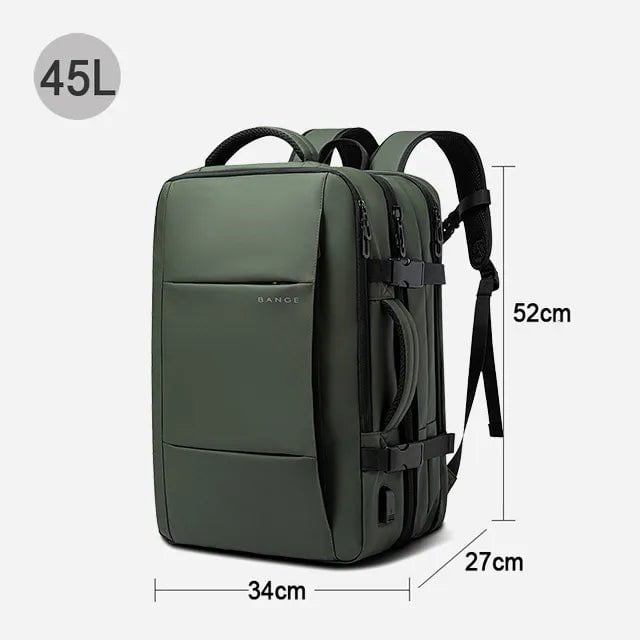 Storazone Green 45L BANGE Travel Backpack Men Business Backpack School Expandable USB Bag Large Capacity 17.3 Laptop Waterproof Fashion Backpack