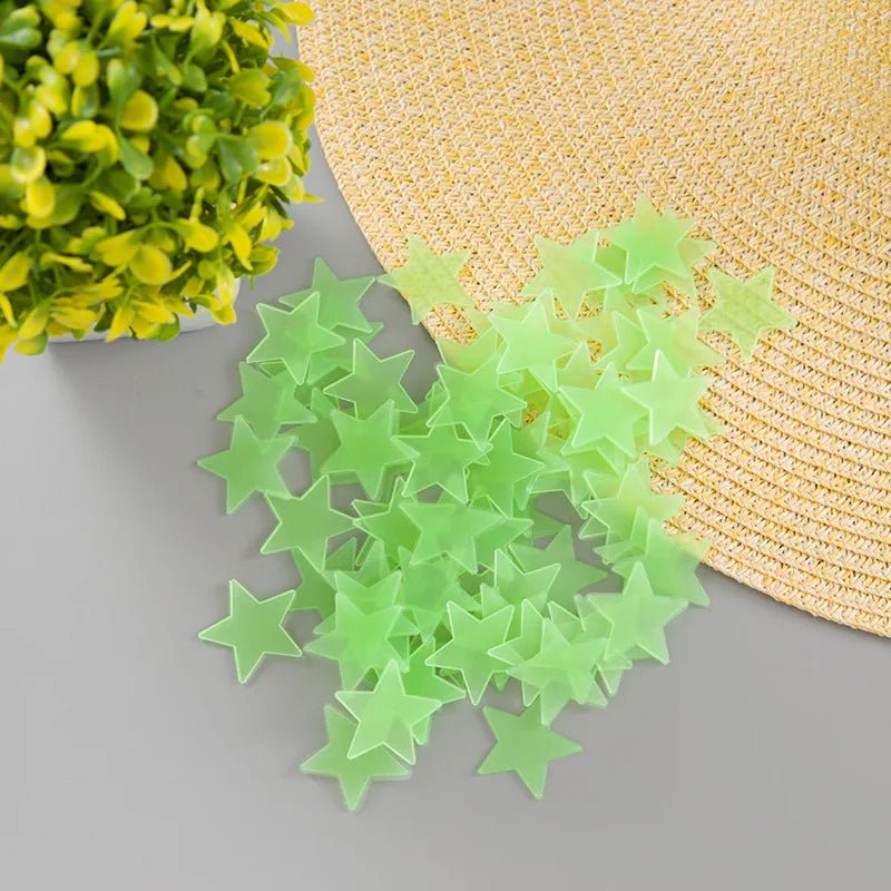 Storazone Green 50pcs 3D Stars Glow In The Dark Wall Stickers Luminous Fluorescent Wall Stickers For Kids Baby Room Bedroom Ceiling Home Decor