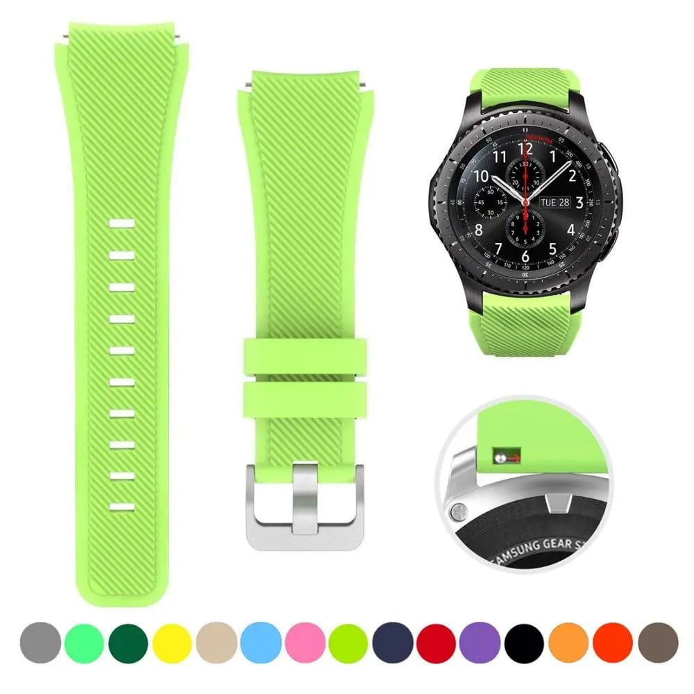 Storazone green 6 / 22mm / CHINA 20mm 22mm Strap For Samsung galaxy watch4 44mm/40mm 5 pro active 2 Gear s3 Silicone Correa bracelet Huawei Watch gt2/3/2e band