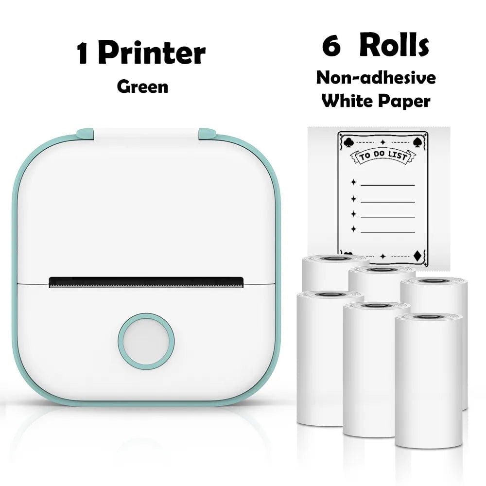Storazone Green A / CN Phomemo T02 Mini Printer Portable Printer Thermal Printing Sticker Wireless Inkless Pocket Printer Self-adhesive Label Printer