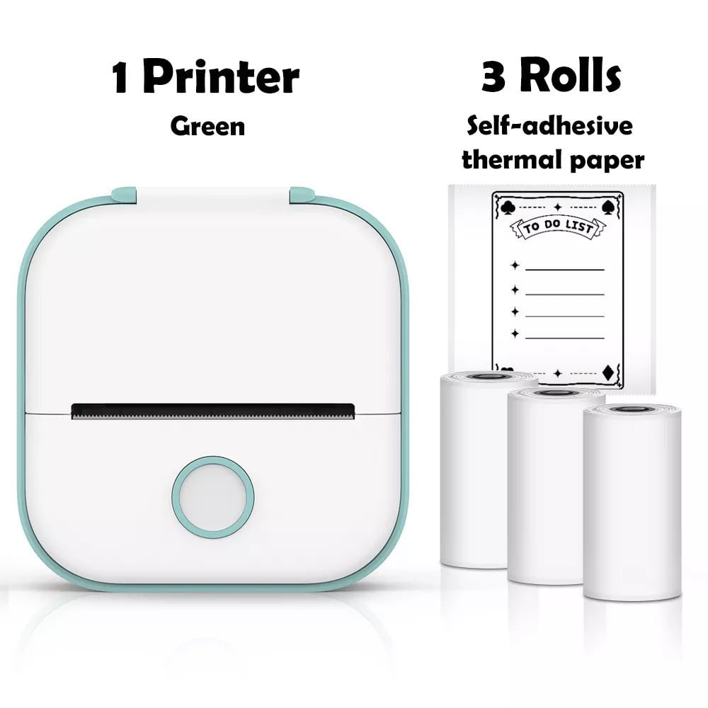 Storazone Green B / CN Phomemo T02 Mini Printer Portable Printer Thermal Printing Sticker Wireless Inkless Pocket Printer Self-adhesive Label Printer